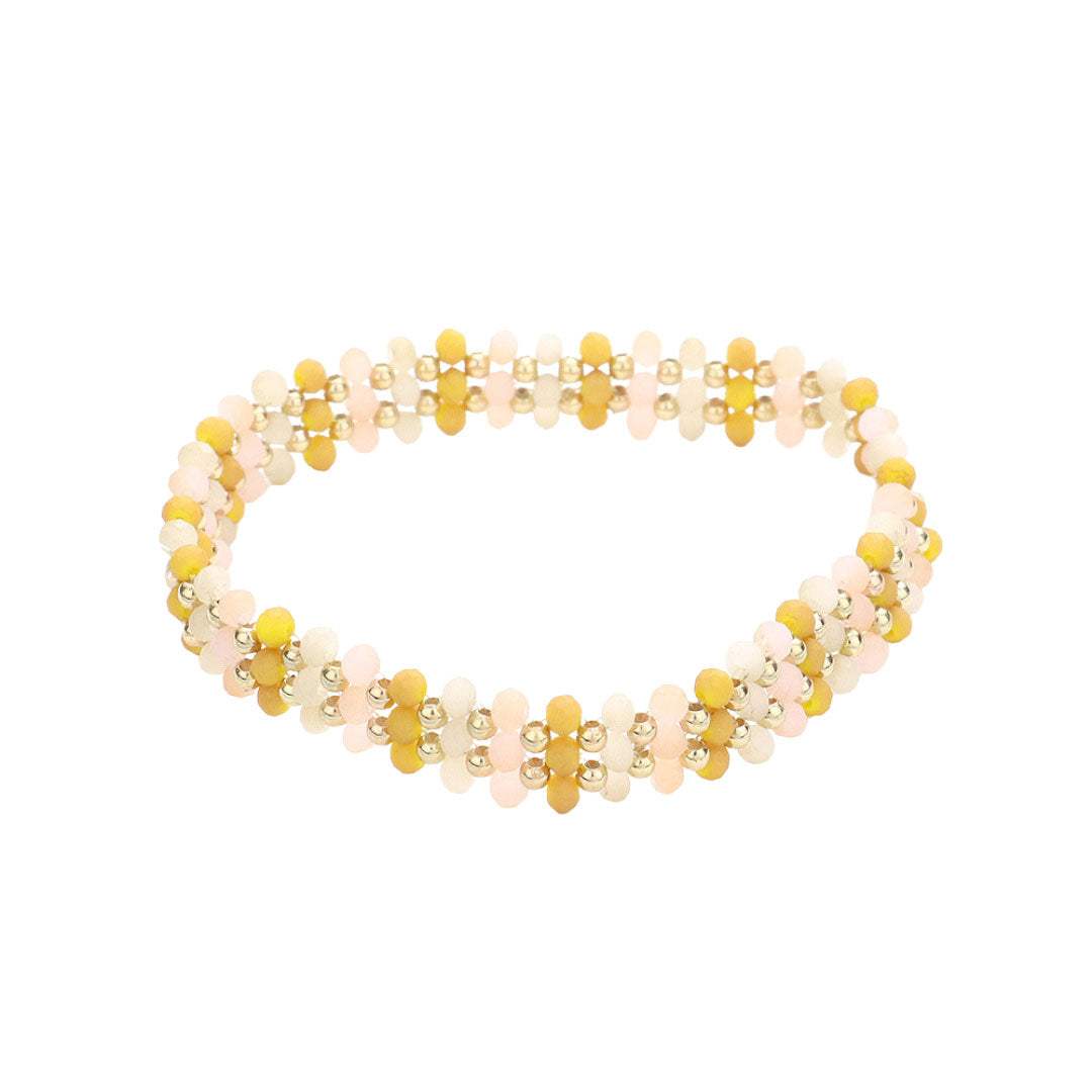 Metal Ball Faceted Beaded Stretch Bracelet - Madeline Love - Flyclothing LLC