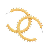 Metal Ball Trimmed Raffia Wrapped Hoop Earrings - Madeline Love - Flyclothing LLC