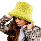 Patterned Faux Fur Solid Bucket Hat - Madeline Love - Flyclothing LLC