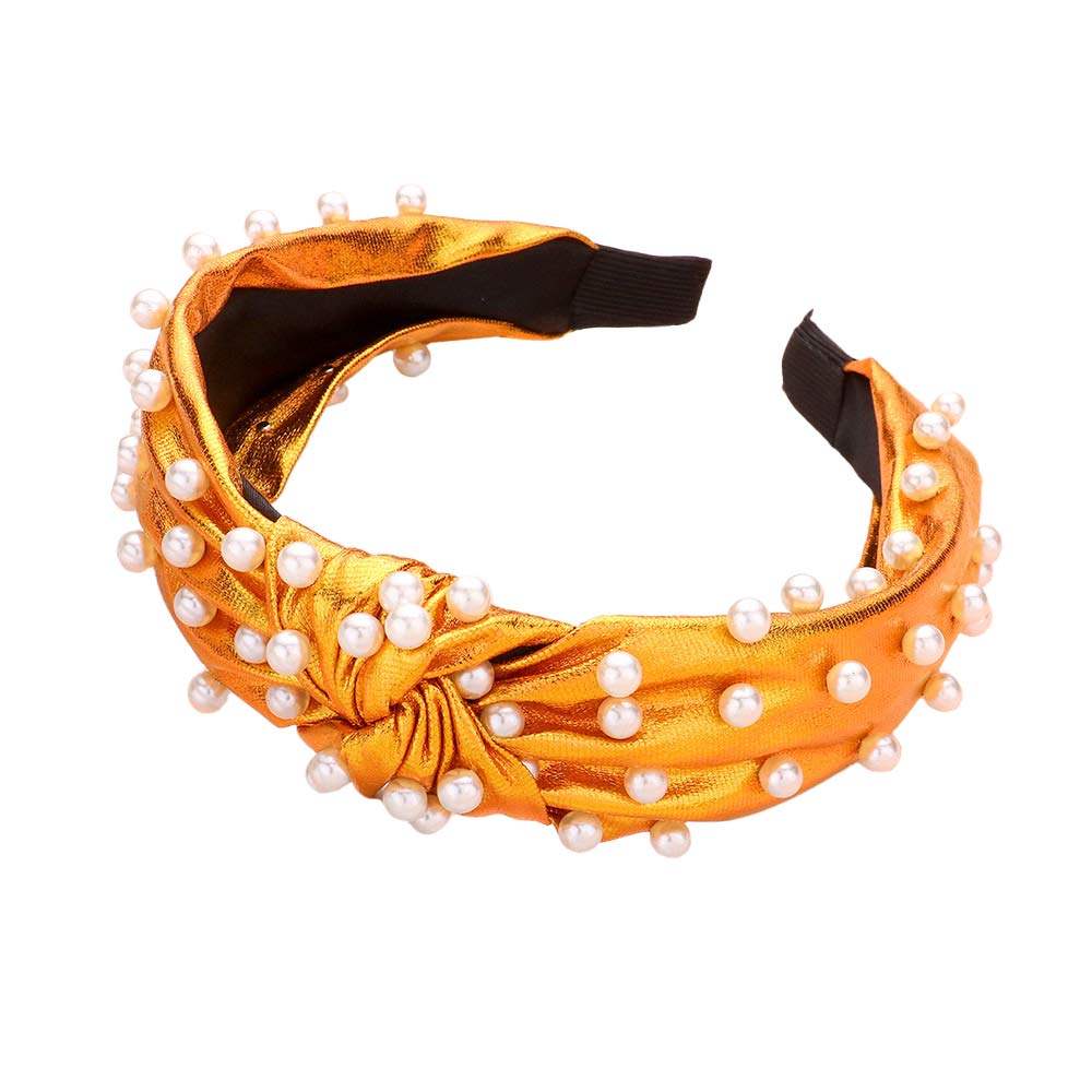 Pearl Embellished Burnout Knot Headband - Madeline Love - Flyclothing LLC