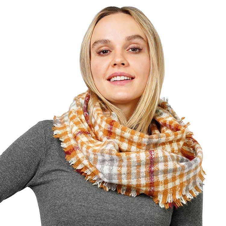 Plaid Check Patterned Infinity Scarf - Madeline Love - Flyclothing LLC