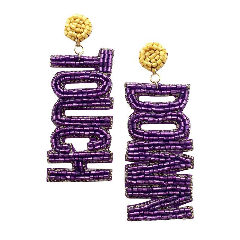 Felt Back Touch Down Message Beaded Dangle Earrings - Madeline Love - Flyclothing LLC