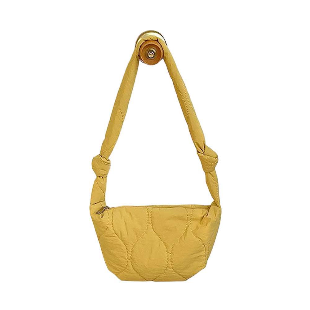Quilted Puffer Half Moon Tote Shoulder Bag - Madeline Love - Flyclothing LLC