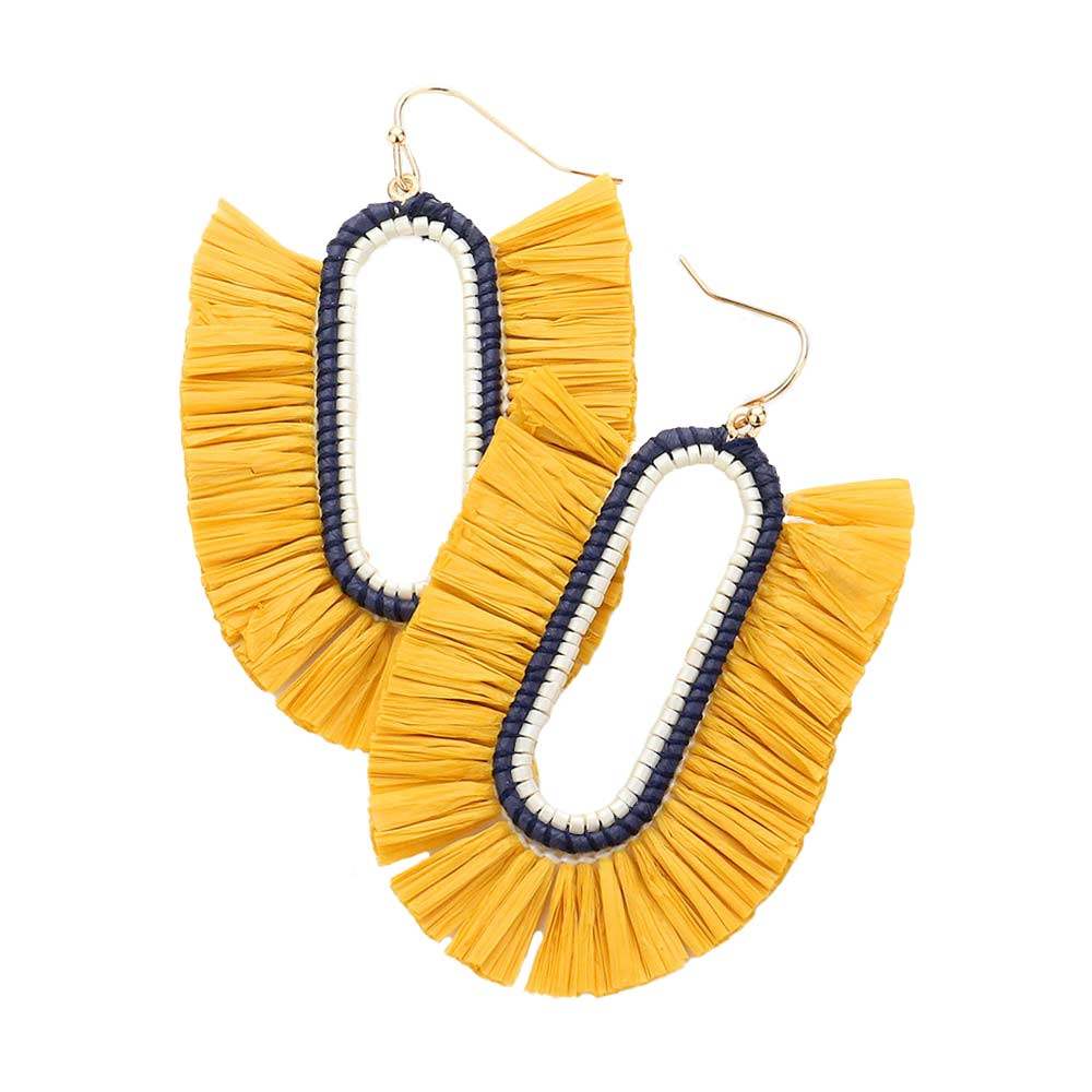Raffia Trimmed Dangle Earrings - Madeline Love - Flyclothing LLC