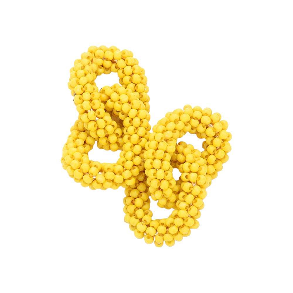 Seed Beaded Double Open Circle Link Dangle Earrings - Madeline Love - Flyclothing LLC