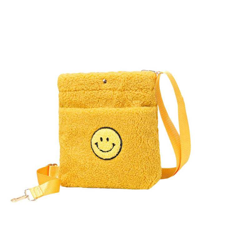 Smile Pointed Sherpa Rectangle Crossbody Bag - Madeline Love - Flyclothing LLC