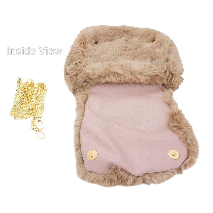 Solid Faux Fur Tote Crossbody Bag - Madeline Love - Flyclothing LLC