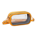 Solid Faux Leather Transparent Rectangle Crossbody Bag - Madeline Love - Flyclothing LLC