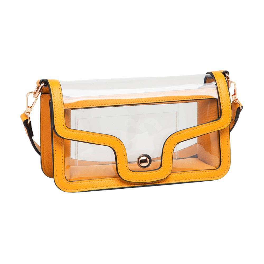 Solid Faux Leather Transparent Rectangle Shoulder Bag - Madeline Love - Flyclothing LLC