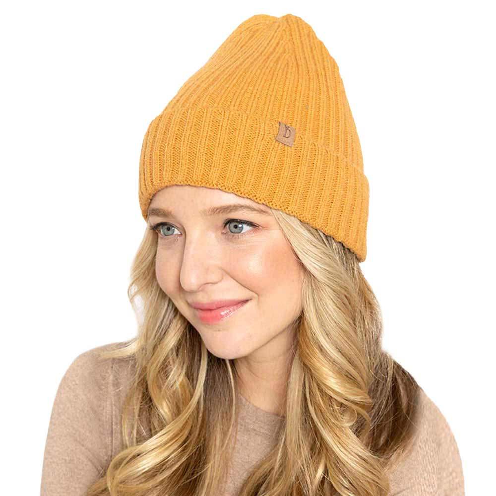 Solid Ribbed Cuff Beanie Hat - Madeline Love - Flyclothing LLC