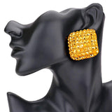 Stone Embellished Rhombus Earrings - Madeline Love - Flyclothing LLC
