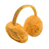 Studded Fluffy Plush Fur Foldable Earmuff - Madeline Love - Flyclothing LLC