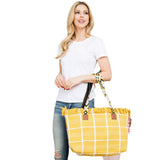 Top Fringe Pointed Check Patterned Tote Bag - Madeline Love - Flyclothing LLC
