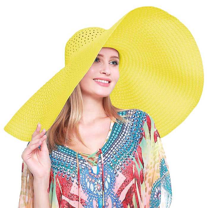 Super Wide Brim Straw Sun Hat - Madeline Love - Flyclothing LLC