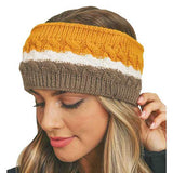 Triple Colored Cable Knit Fleece Headband Earwarmer Earmuff - Madeline Love - Flyclothing LLC