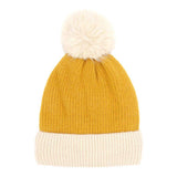 Two Tone Knit Pom Pom Beanie Hat - Madeline Love - Flyclothing LLC