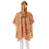 Wavy Printed Lurex Cover Up Poncho Kimono Poncho - Madeline Love - Flyclothing LLC