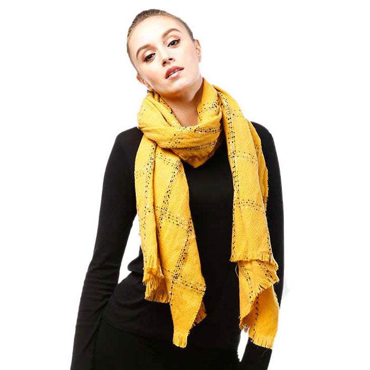 Windowpane Check Oblong Scarf - Madeline Love - Flyclothing LLC