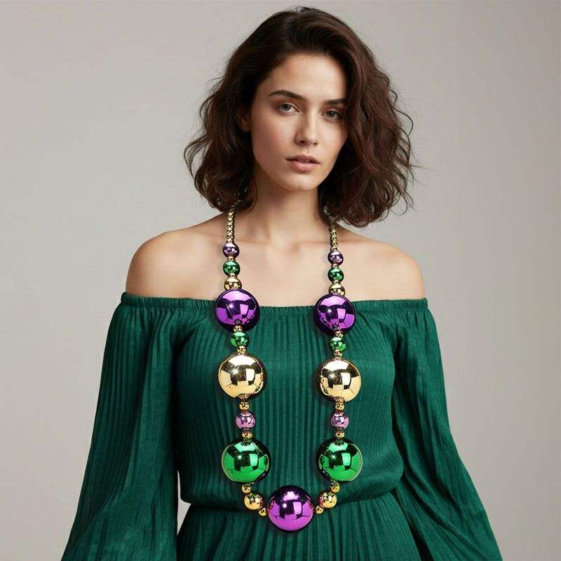 Oversized Mardi Gras Beads Long Statement Necklace - Madeline Love - Flyclothing LLC