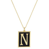 Gold Dipped Enamel Rectangle Monogram Pendant Necklace - Madeline Love - Flyclothing LLC