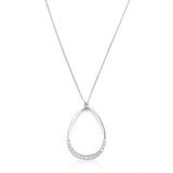 Rhodium Plated Crystal Teardrop Necklace - JGI