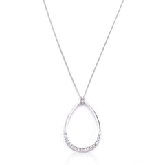 Rhodium Plated Crystal Teardrop Necklace - JGI