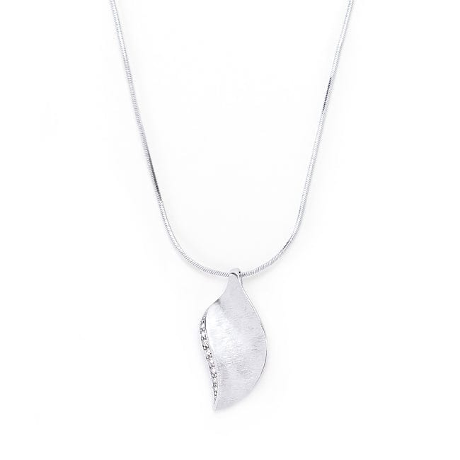 Rhodium Plated Crystal Leaf Necklace - JGI