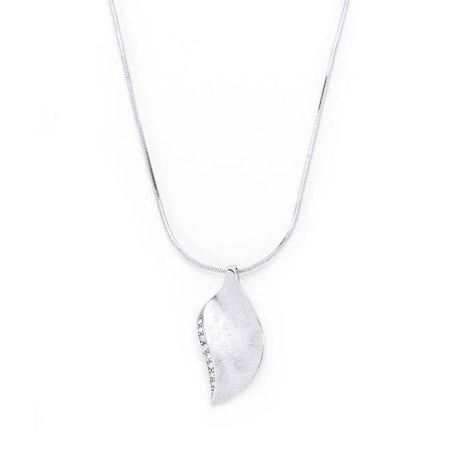 Rhodium Plated Crystal Leaf Necklace - JGI - Flyclothing LLC