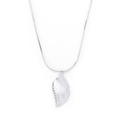 Rhodium Plated Crystal Leaf Necklace - JGI