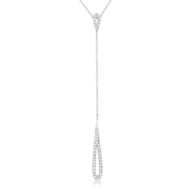 Chrisette 0.4ct CZ Rhodium Classic Drop Lariat Necklace - JGI - Flyclothing LLC