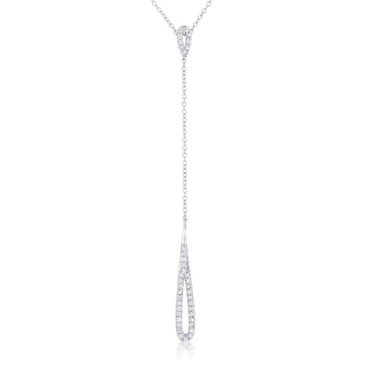 Chrisette 0.4ct CZ Rhodium Classic Drop Lariat Necklace - JGI
