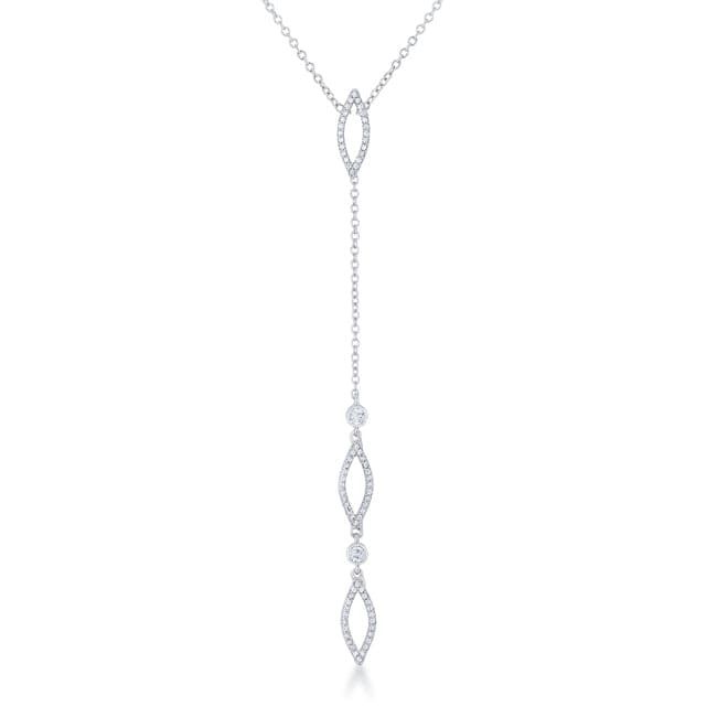 Carmela 0.6ct CZ Rhodium Classic Drop Lariat Necklace - JGI