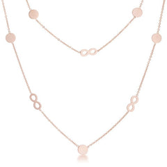 Krystal Rose Gold Stainless Steel Infinity Station Layer Necklace - JGI
