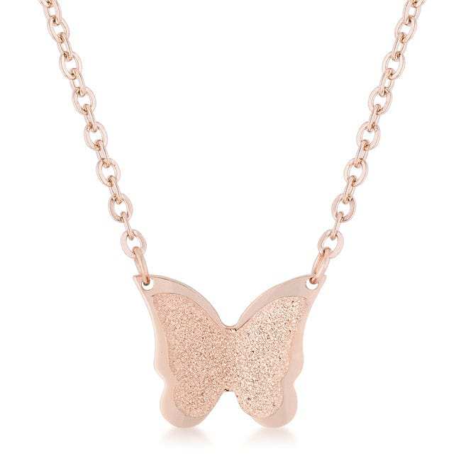 Breanne Rose Gold Stainless Steel Rose Gold Butterfly Necklace - JGI - Flyclothing LLC