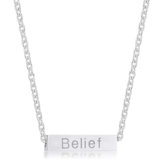 Luck Rhodium Stainless Steel Bar Script Necklace - JGI - Flyclothing LLC