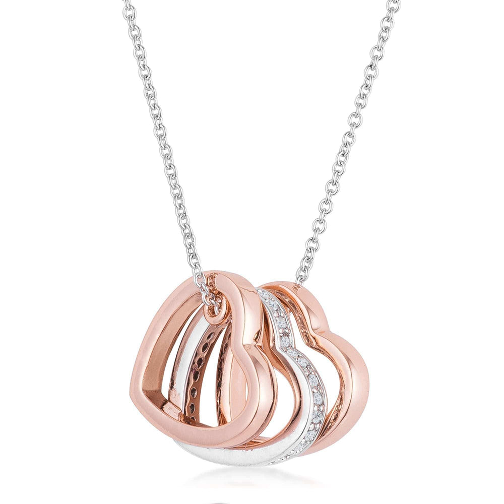 Mandy 0.45ct CZ Two-tone Triple Heart Drop Necklace - JGI - Flyclothing LLC