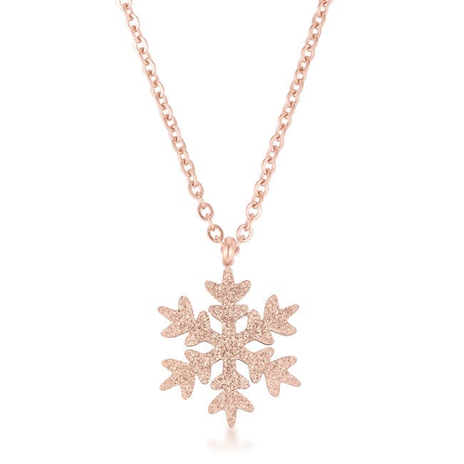 Jenna Rose Gold Stainless Steel Rose Gold Snowflake Necklace - JGI