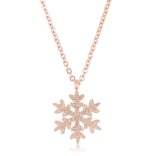 Jenna Rose Gold Stainless Steel Rose Gold Snowflake Necklace - JGI