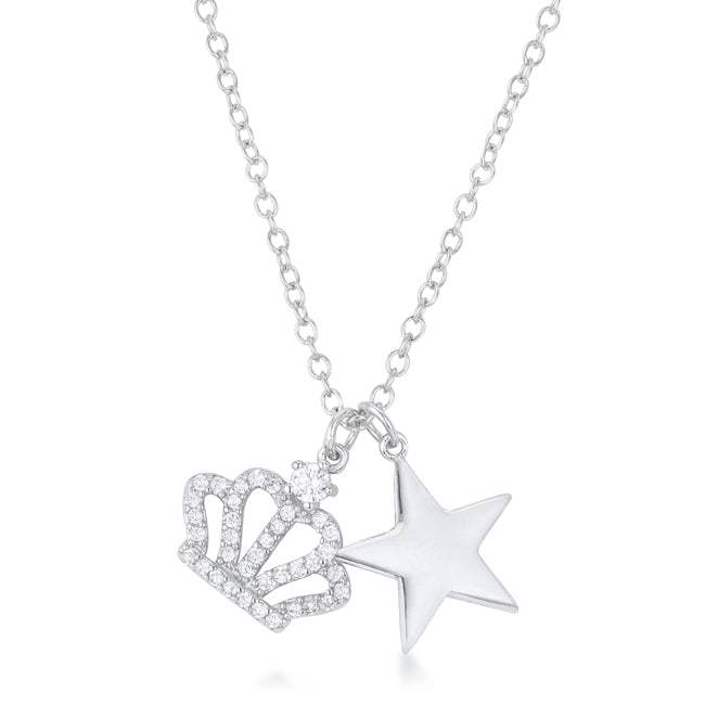 Vanessa Crown &amp; Star Charm 0.4 ct Pendant - JGI - Flyclothing LLC