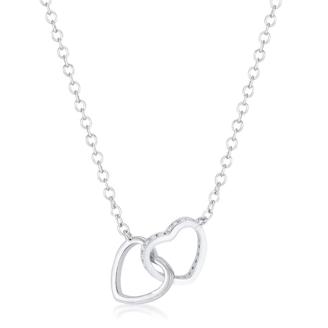 .22 Ct Interlocking Hearts Necklace with CZ - JGI