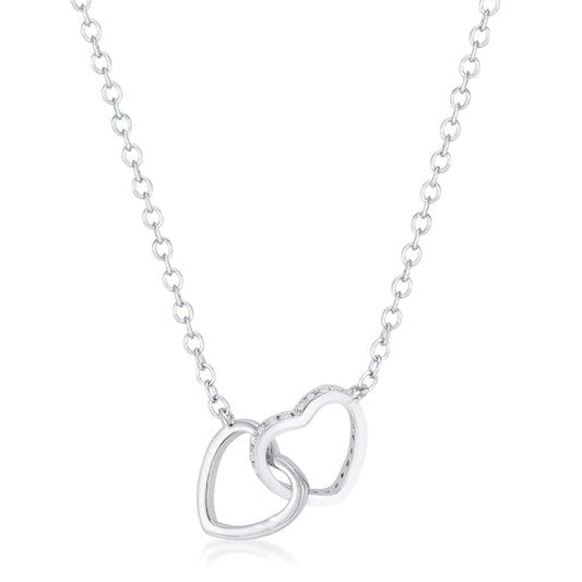.22 Ct Interlocking Hearts Necklace with CZ - JGI