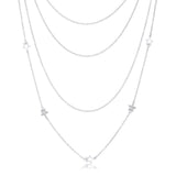 Multi-Chain Rhodium Star Necklace with CZ - JGI