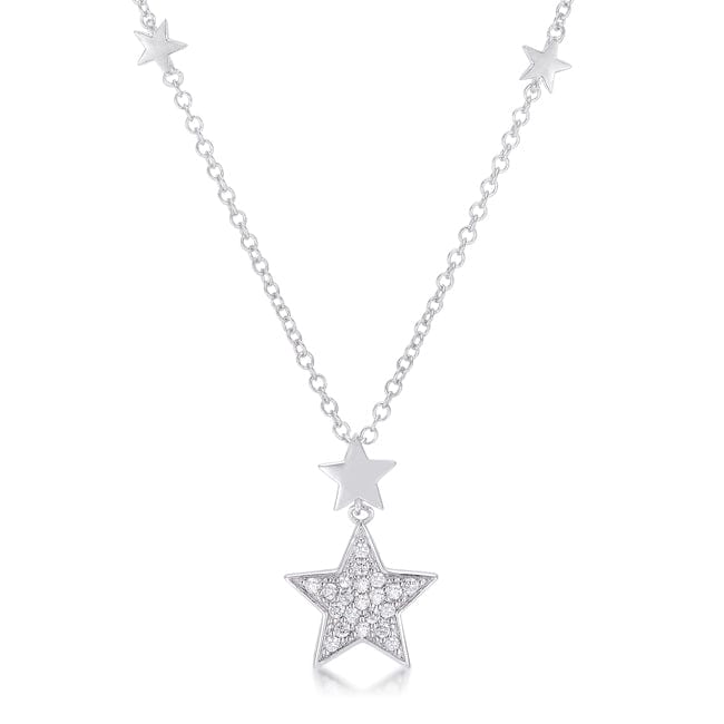 .32Ct Rhodium Star Necklace with Shimmering CZ - JGI