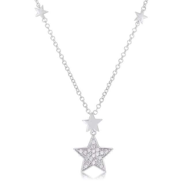.32Ct Rhodium Star Necklace with Shimmering CZ - JGI - Flyclothing LLC