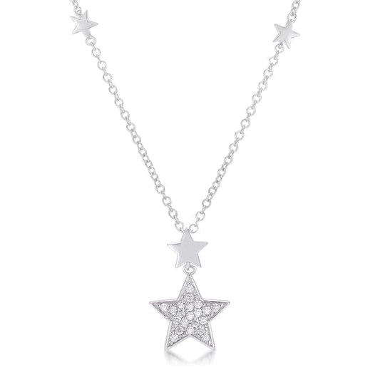 .32Ct Rhodium Star Necklace with Shimmering CZ - JGI