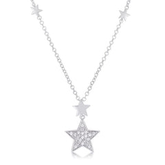 .32Ct Rhodium Star Necklace with Shimmering CZ - JGI