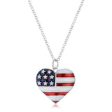 Stars and Stripes Rhodium Necklace with CZ - JGI