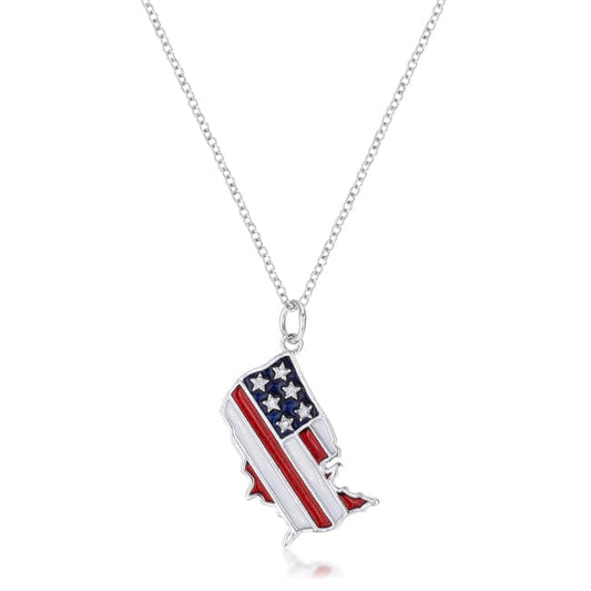 .015 Ct Patriotic U.S. Map Necklace - JGI