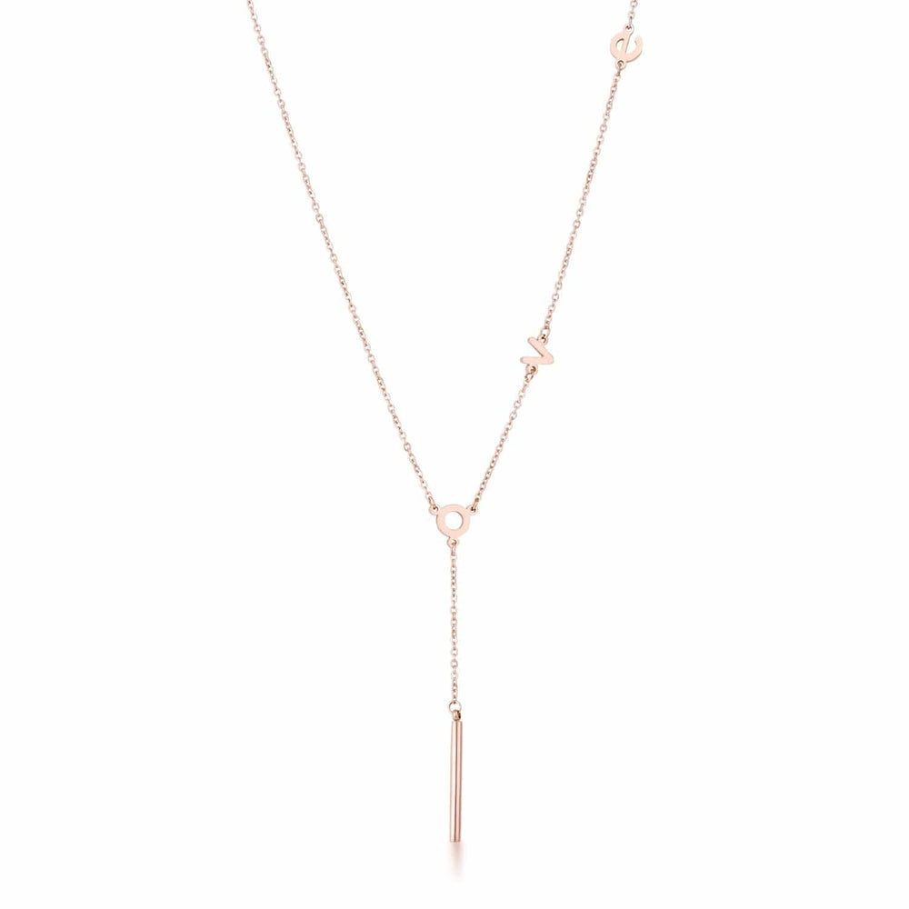 Stainless Steel Rose Goldtone LOVE Necklace - JGI