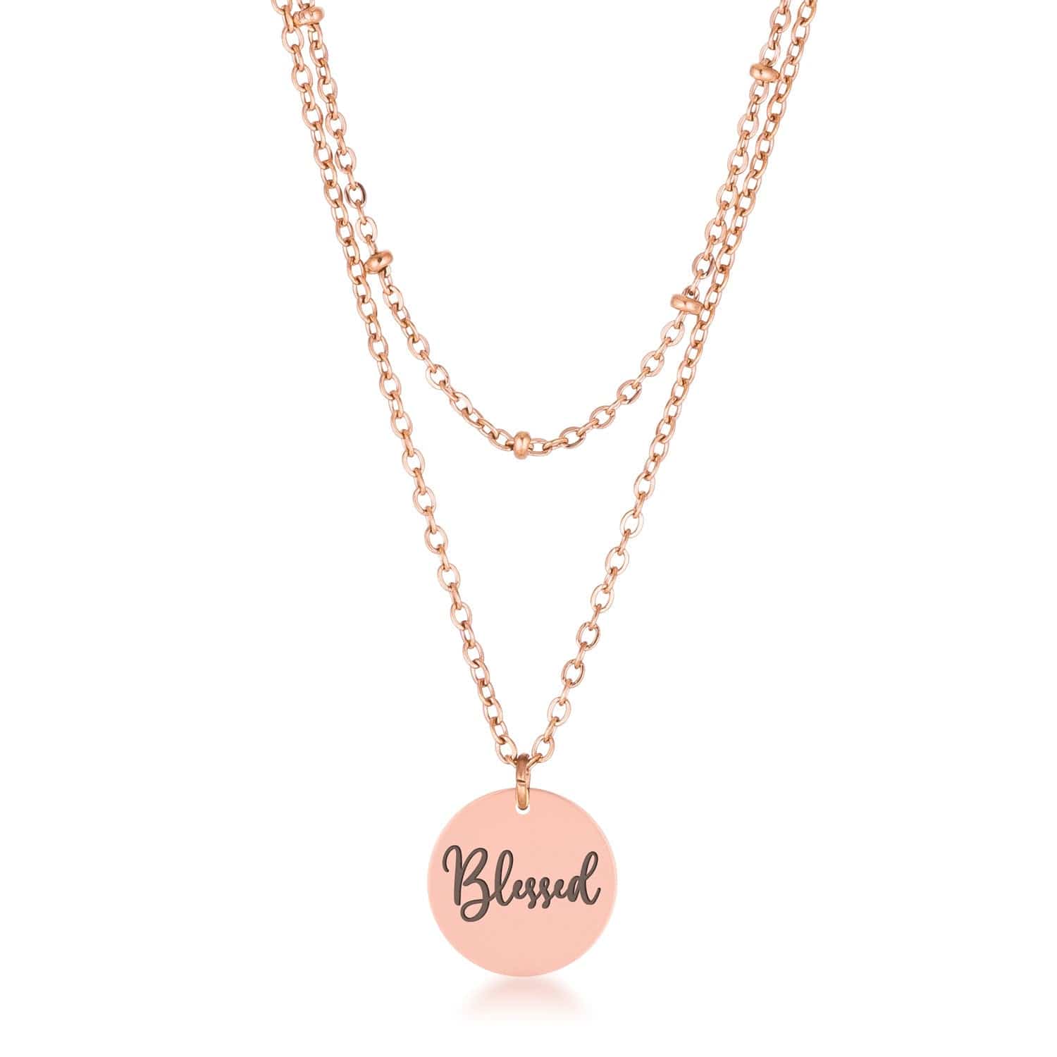 Delicate Rose Gold Plated Blessed Necklace - JGI